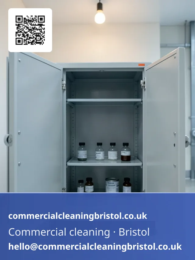 Chemical storage cabinet's door opened for a routine check