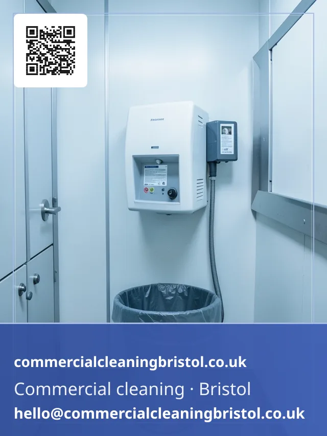 Washroom restocked out of hours, a fresh dispenser cartridge fitted and a bin liner replaced in quick succession