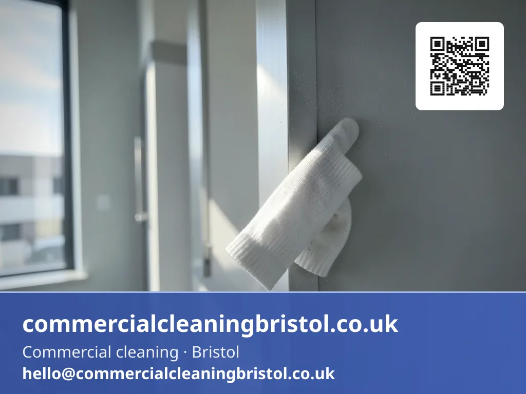 White cotton inspection glove drawn along the top edge of a door frame