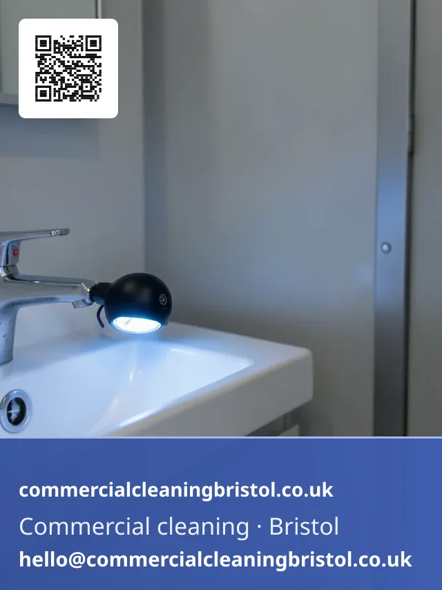 Blacklight held over a washroom sink edge
