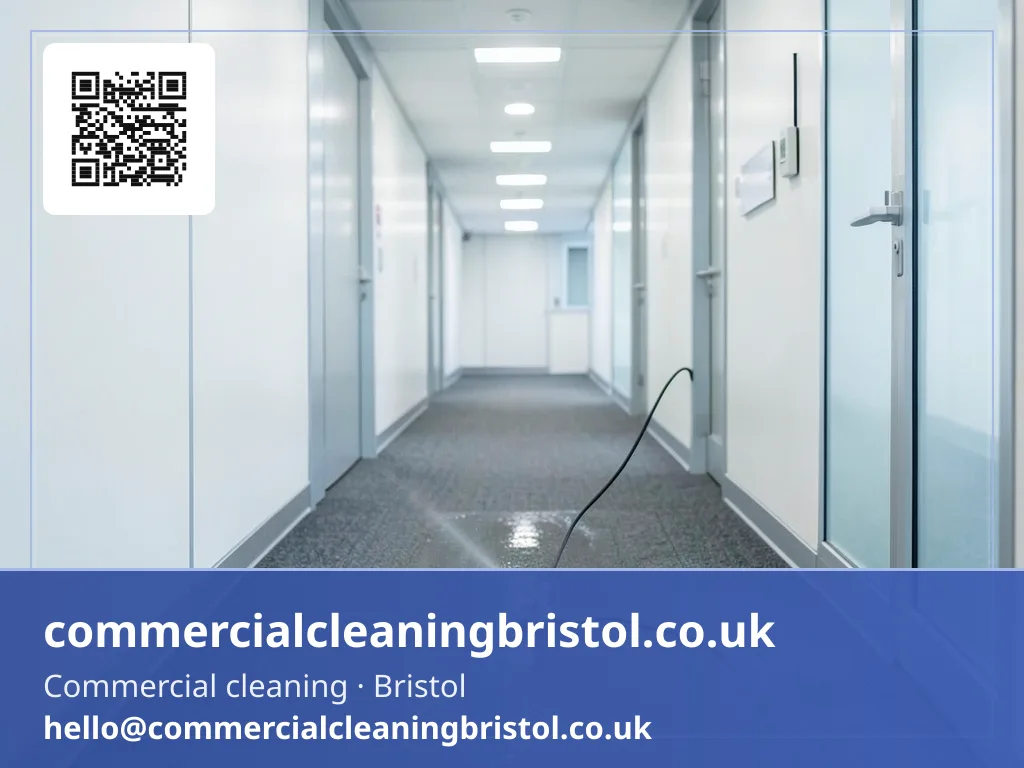 Carpet's protector treatment reapplied with a fine sprayer along a well-trodden corridor path