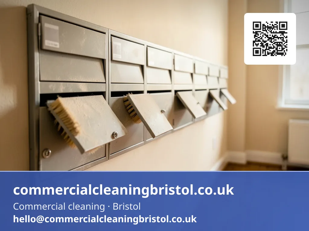 Wall of individual mail slots dusted with a soft brush