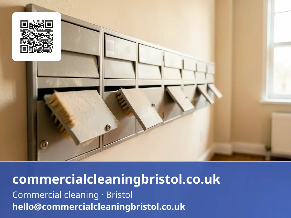 Wall of individual mail slots dusted with a soft brush