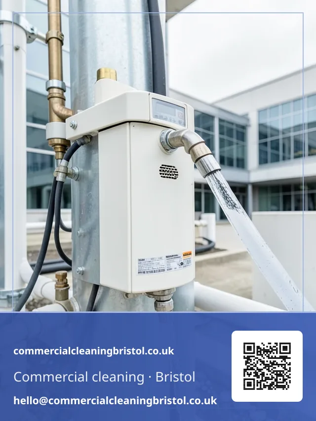 Water-fed pole window-cleaning system's filtration unit being commissioned