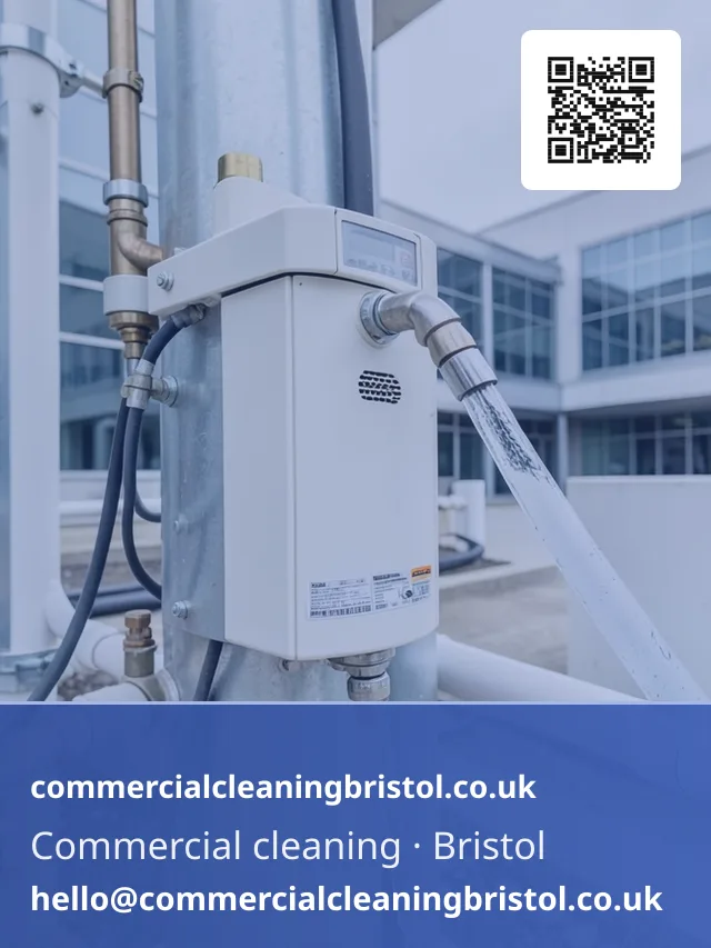 Water-fed pole window-cleaning system's filtration unit being commissioned