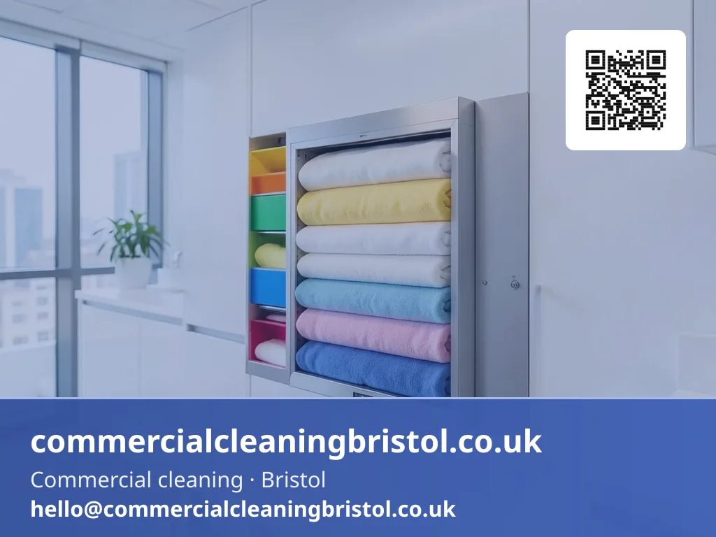 New colour-coded cloth dispenser mounted to a cupboard wall