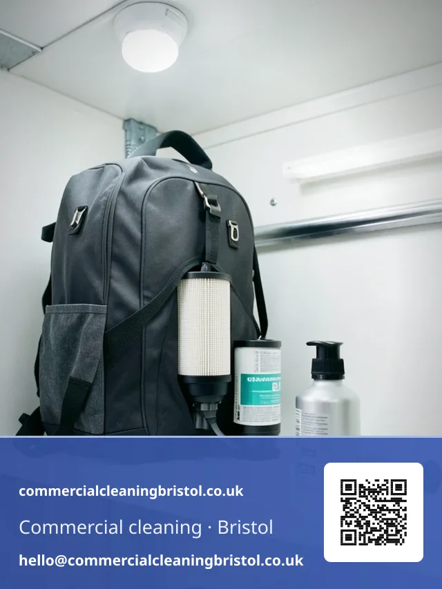 New high-capacity backpack vacuum with a fresh filter cartridge being fitted