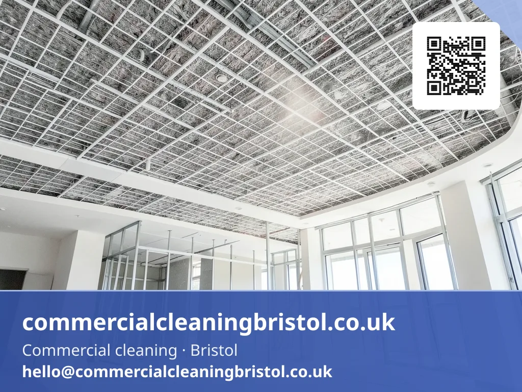 High-level dusting pass along a newly installed ceiling grid