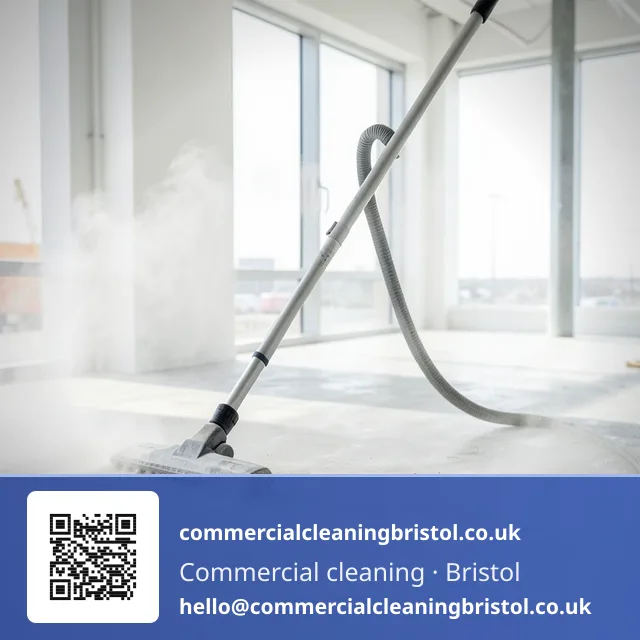 Post-construction dust removal pass across a newly fitted-out office floor