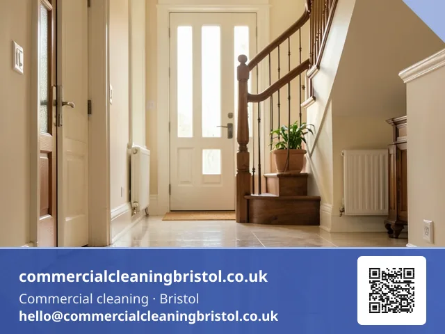 Wide entrance hall's stone floor buffed to a fresh sheen