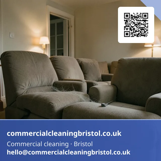 Home cinema room's upholstered seating vacuumed with a narrow crevice tool