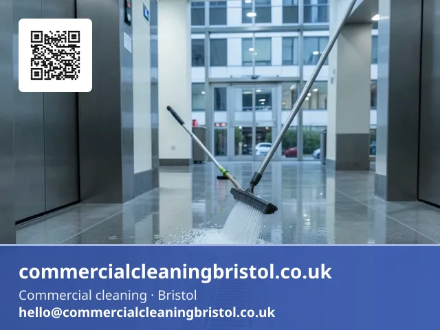 Lift lobby's spillage cleared with a wide squeegee